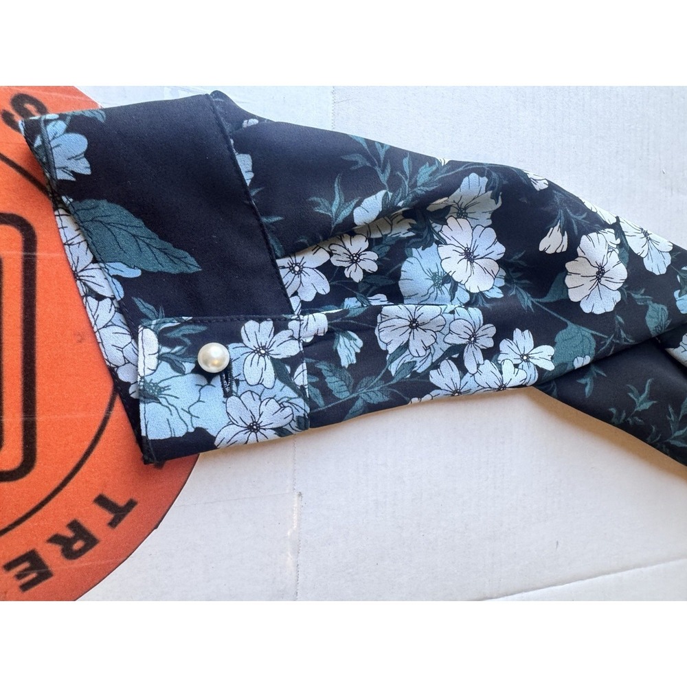 Karl Lagerfeld Floral Print Blouse Shirt Tunic Top Size Large - Picture 15 of 15